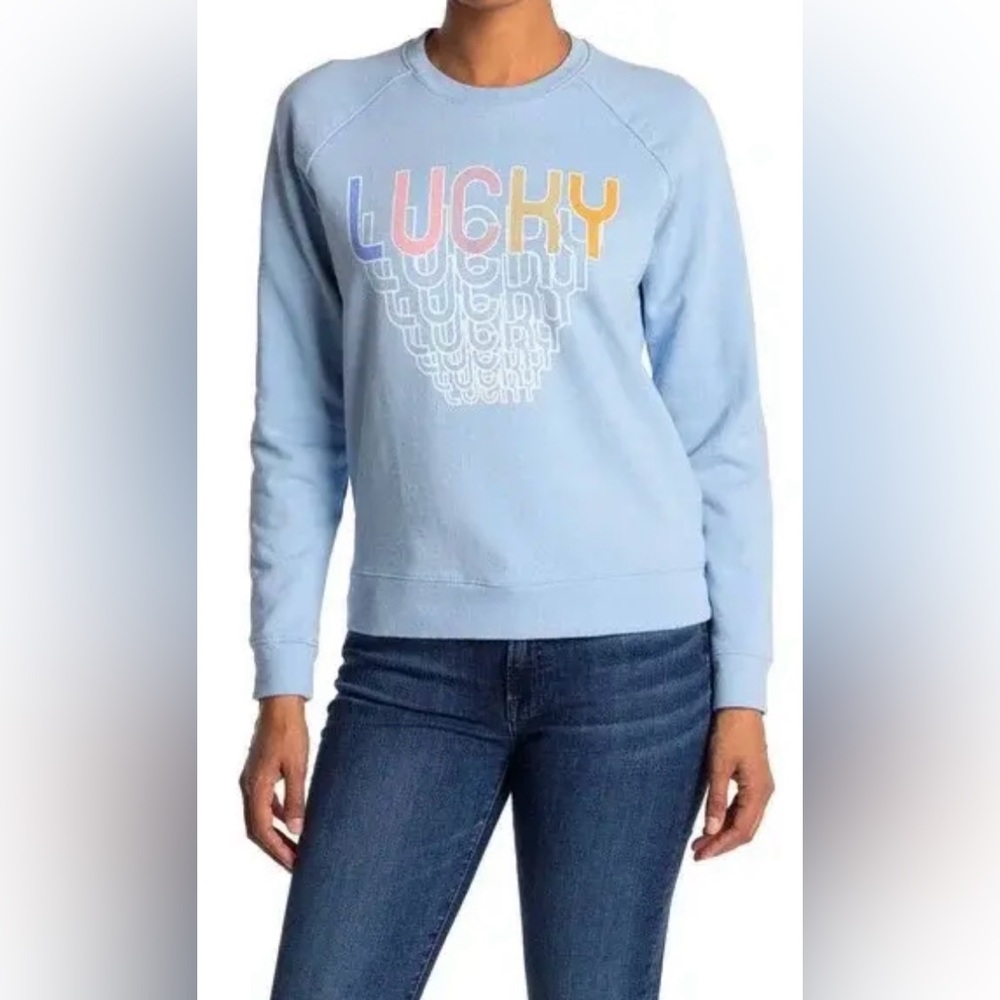 LUCKY BRAND LIKE NEW! WOMEN’S LUCKY RETRO LOGO IN BABY BLUE SIZE MEDIUM